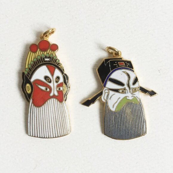 Vintage Cloisonne Chinese Asian Opera Mask Pendant Buyer's Choice - Picture 1 of 7